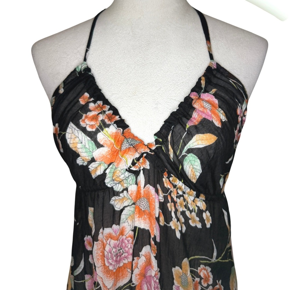 Topshop Floral Slip Dress Halter Maxi Backless Formal S Vacation Wedding Guest - Picture 9 of 9